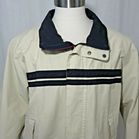 Vintage 90s Nautica XL Beige Navy Blue Jacket - Picture 1 of 8